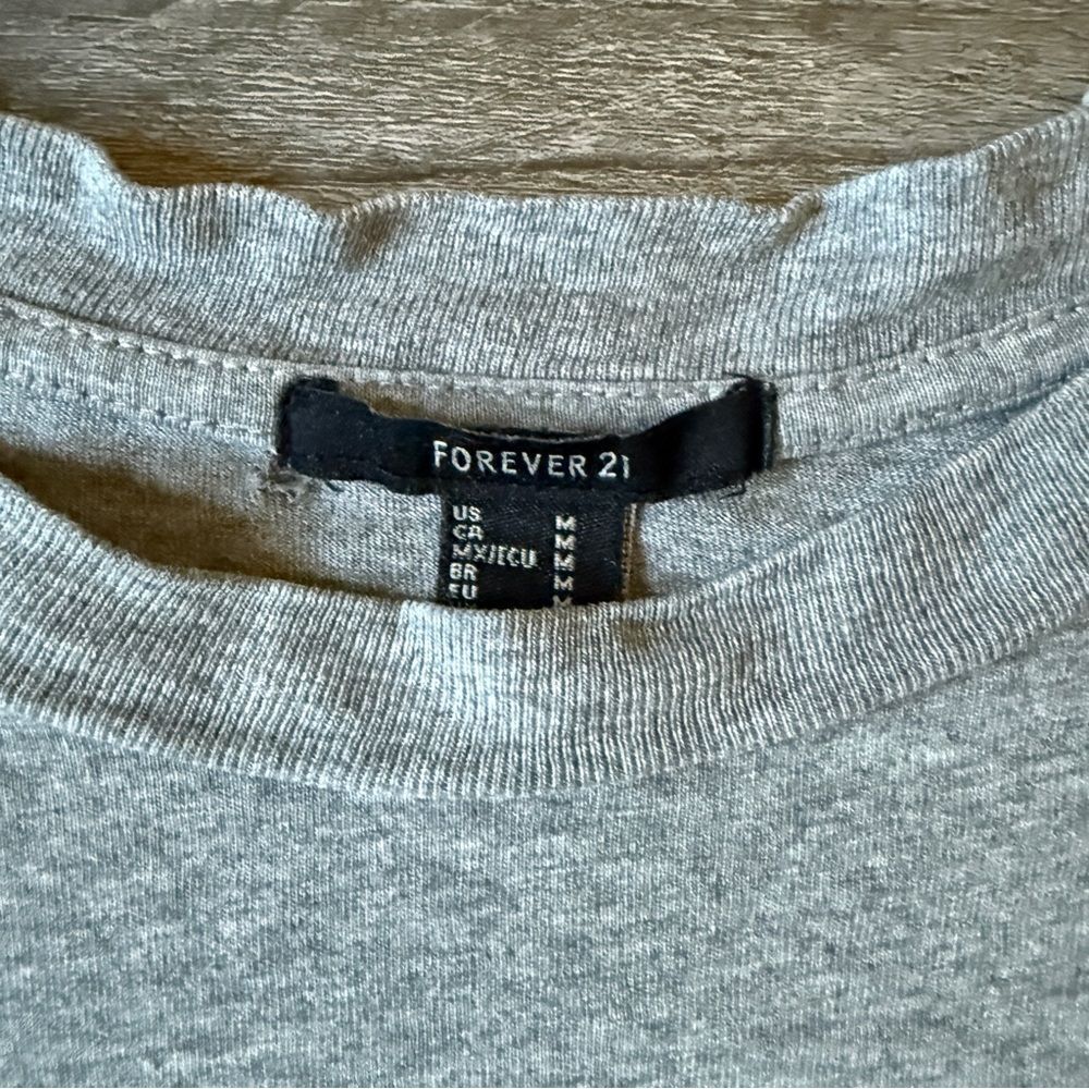Forever 21 Gym Crop Top Light Gray Medium Cotton - Picture 3 of 9